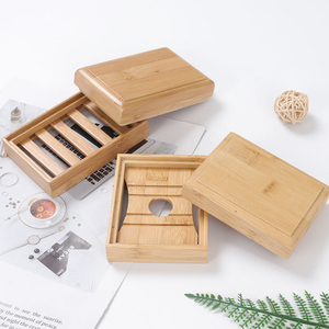 Natural Bamboo Wooden Soap Dishes Wooden Soap Tray Holder Storage Soap Rack Plate Box Container for Bath Shower Bathroom