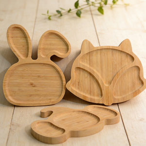 Assiette pour bébé en bambou et <span class=keywords><strong>silicone</strong></span> en forme d'animal, compartiments divisés, écologique, non toxique, vaisselle pour sevrage - Product Image 4