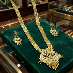 Collares Largos Chapados en Oro de 14K, 18K y 24K al por Mayor, Conjunto de Joyería Larga con Diseño Floral Tradicional, Collares de Moda - Product Image 1
