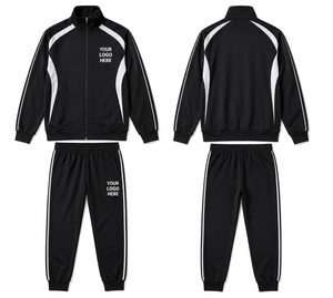 Survêtement personnalisé avec logo pour homme, ensemble d'entraînement à fermeture éclair intégrale, 95% polyester, 5% élasthanne, tenue de jogging, vêtements de sport pour équipe et club, OEM ODM - Product Image 3
