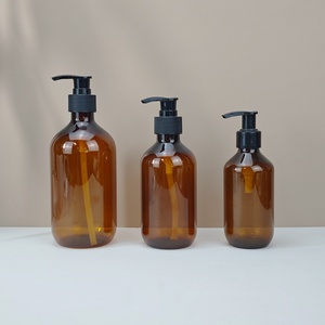 Contenants en plastique PET 300 ml marron, flacon de savon liquide rechargeable 200 ml, distributeur ambré, ensemble de flacons de lotion vides 500 ml - Product Image 2