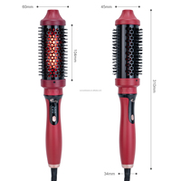Fer à boucler infrarouge 1,5/1,75 pouces, brosse thermique, écran LCD, double PTC, chauffage rapide, 4 températures, tous types de cheveux, usage domestique