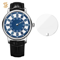 Montres de luxe mécaniques automatiques à heures sautillantes, squelette évidé, bracelet en cuir saphir, montre-bracelet squelette, logo personnalisé du fabricant