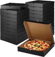 Boîte à pizza en carton ondulé noir en gros, intérieur kraft, qualité alimentaire, emballage à emporter, impression de logo personnalisé pour restaurant