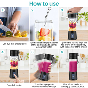 Cheap Factory Direct Custom Logo 380ml Portable Blender Fresh Juicer Mixeur Machine with 6 Sharp Blades for Home Outdoor Use - Product Image 4