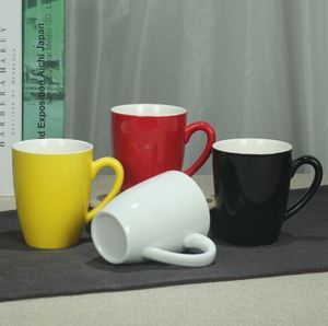Mug moderne en porcelaine blanche de 12 oz, forme cône, pour café et latte, blancs pour sublimation, pour cadeaux personnalisés DIY - Product Image 1