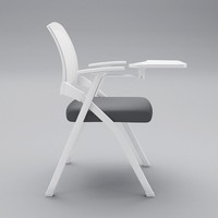 Chaise de formation Mekia en maille pliable et empilable avec tablette d'écriture, accoudoir rotatif, style minimaliste moderne pour bureau et salle de conférence