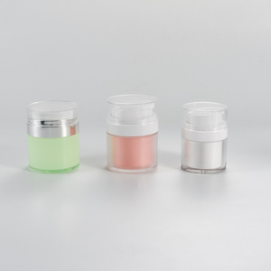 Tarro de crema hidratante con bomba de empuje sin aire cosmético ecológico de lujo 100mL plástico verde de doble pared recargable para crema de ojos - Product Image 2