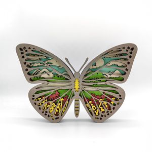 Mariposas de Madera Talladas para Pascua, Adornos de Mariposas de Madera Multicapa Huecas, Decoración Creativa para el Hogar - Product Image 1