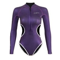 Wetsuit Bikini Divestar Wanita 2mm Kulit Halus Ukuran XXL CR untuk Surfing dan Freediving Tahan Air dan Bernapas Dengan Motif