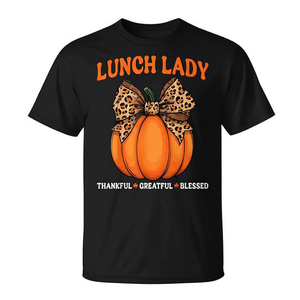 Camiseta Lunch Lady Thankful Grateful Blessed Pumpkin, camiseta de cafetería para el Día de Acción de Gracias - Product Image 3