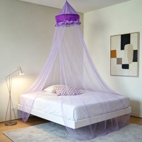 Moustiquaire de lit pliable en tulle à volants et nœuds, style lavande, pour berceau de bébé, rideau suspendu au plafond, décoration esthétique pour chambre d'enfants et de filles