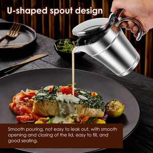Distributeur de sauce isotherme double paroi en acier inoxydable avec couvercle articulé pour restaurant et usage domestique - Product Image 4
