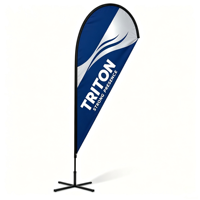 Drapeau plume publicitaire extérieur avec graphisme interchangeable pour affichage en centre commercial