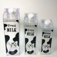 Bouteille d'eau en plastique transparente sans BPA de 500 ml, 750 ml, 1 L, type carton de lait, personnalisable