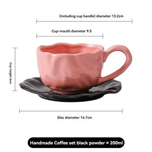 Coffee <b>Cup</b> and <b>Saucer</b> Set Unique pink and Black Color Water <b>Cup</b> Niche Ceramic Mug - Product Image 6