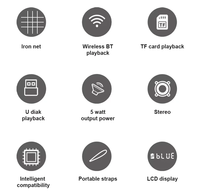 Mini haut-parleur portable sans fil BT5.3 en plastique avec sangle, écran LCD, radio FM, compatible avec l'application, pour la randonnée en plein air, barre de son stéréo