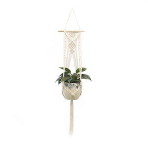 Porte-plante en <span class=keywords><strong>corde</strong></span> de coton fait main, support de <span class=keywords><strong>pot</strong></span> de fleurs en macramé <span class=keywords><strong>DIY</strong></span>, panier <span class=keywords><strong>suspendu</strong></span> tissé - Product Image 4