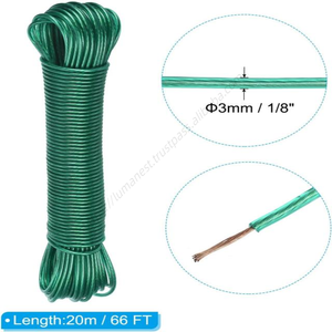 Corde à linge en fil métallique PVC, robuste, avec âme en acier et revêtement plastique, pour séchage de vêtements, vente en gros - Product Image 5