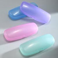 Étui à lunettes en plastique pas cher, translucide, couleur bonbon, boîte à lunettes, étui de protection pour lunettes de lecture