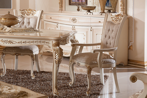 Ensemble de table et de chaises de salle à manger en bois massif de style européen, sculpté, pour villa de style français, restaurant, salle à manger, meubles pour la maison - Product Image 2