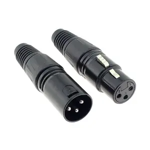 SDPSI1pc XLR 3Pins Audio Microphone Cable Connector Black Male Female Plug Cable Connector Adapter