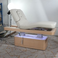 Table de soin esthétique à 4 moteurs avec design imitation bois pour spa médical et esthétique, lit de traitement pour esthéticienne, lit d'épilation pour esthéticienne