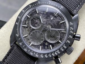 Montre mécanique de luxe de qualité supérieure, étanche, 42 mm, mouvement manuel SM Factory, chronographe squelette en céramique noire - Product Image 2