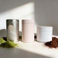 Boîte en fer blanc ronde personnalisée pour impression OEM, vide, de qualité alimentaire, pour fleurs séchées, thé en vrac, poudre de matcha, avec opercule en aluminium