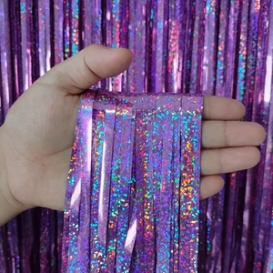 Bas prix frange rideau toile de fond feuille gland rideaux bannières brillant papier glands rideau PET fête décoration <span class=keywords><strong>bonne</strong></span> qualité - Product Image 4