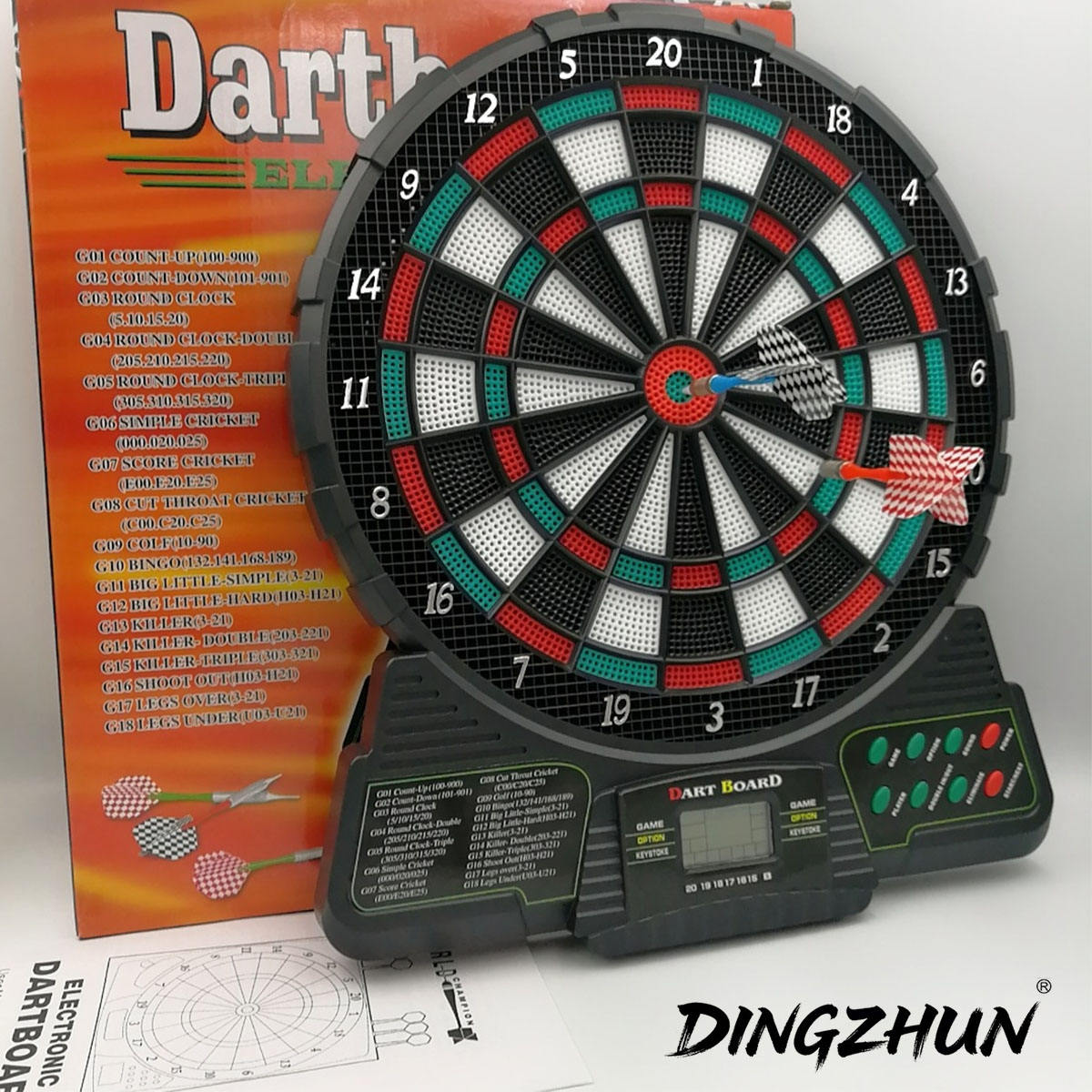 Noir avec 6 pointes de fléchettes complètes et 12 pointes de fléchettes