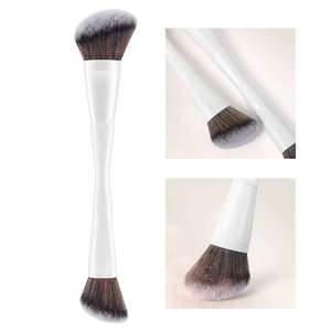 Pinceau cosmétique à manche en métal à double extrémité Pinceau de maquillage pour le visage et les yeux Correcteur d'ombre à paupières Logo personnalisé - Product Image 4