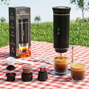 เครื่องชงกาแฟเอสเพรสโซแบบพกพาขนาดกะทัดรัด พร้อมที่วางแก้ว จอแสดงผล LED แรงดัน 20 บาร์ เครื่องชงกาแฟไฟฟ้า 3 in 1 สำหรับการเดินทางและกิจกรรมกลางแจ้ง - Product Image 1