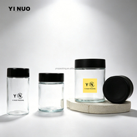 Pot en verre noir personnalisé avec couvercle hermétique et sécurité enfant pour herbes et capsules, avec bouchon de sécurité anti-enfant
