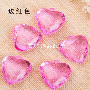 Pendentif en forme de cœur, perles acryliques à facettes, 30mm, breloques colorées pour bijoux à faire soi-même, pour un usage quotidien - Product Image 3