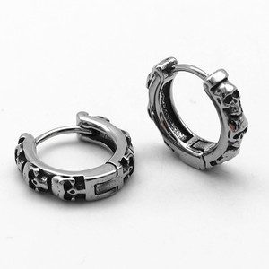 Yunnique – boucles d'oreilles Huggie en acier titane, motif tête de mort, demi-clip pour hommes et femmes, style Punk Hip Hop, design géométrique - Product Image 5