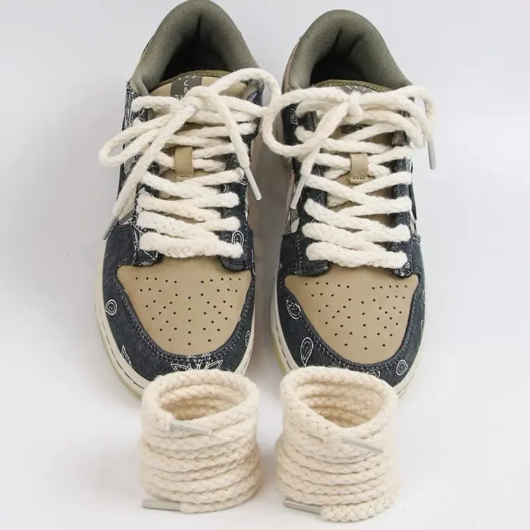 Round string shoe lace cotton braid shoelaces cotton rope laces 4mm