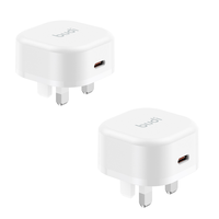 Adaptor Pengisi Daya Budi Charger USB-C UK Plug PD C 20W Pengisian Cepat Desain Ringan Proteksi Sirkuit Pendek - 2 Buah Pengisi Daya Ponsel