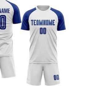 Ensemble maillot et short de football blanc et bleu, léger et performant, pour entraînement en club et matchs de ligue - Product Image 2