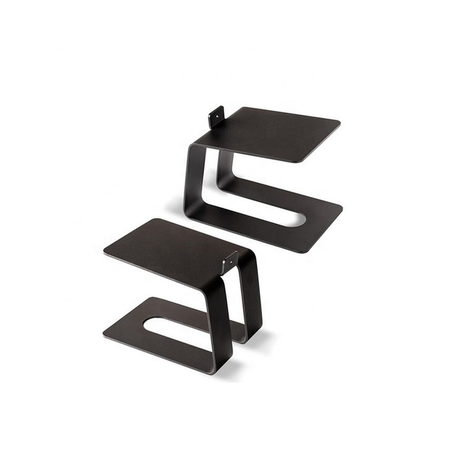 Black Powder Coated Steel Decorative Independent Stand Cinema Portable Tilt Table Speaker Computer Stand