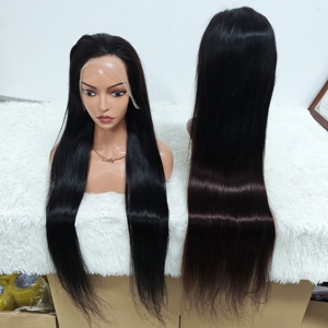 Letsfly 40in Promotion 200.3$ Long Long Hair 13X4 Frontal Virgin Hair <b>Wigs</b> Natural Black&1BT4 Smooth Straight Hair Brazilian 9A - Product Image 1