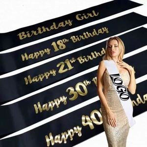 Wholesale Custom Logo Satin Fabric Party Gold Onion Shoulder Etiquette Strap Sash <b>Ribbon</b> for Birther Graduation Ceremony - Product Image 1