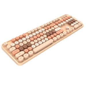 Ensemble <span class=keywords><strong>clavier</strong></span> et <span class=keywords><strong>souris</strong></span> sans fil 2,4 G rétro mignon avec 104 touches rondes colorées pour filles, idéal pour le bureau - Product Image 5
