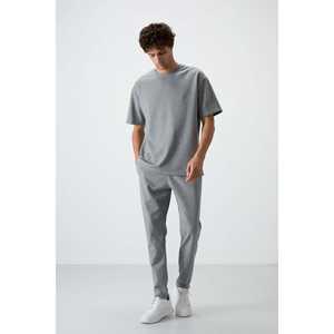 Conjunto Deportivo de Algodón Gris Melange para Hombre, Corte Holgado Informal, Transpirable, Suave y Texturizado, Pantalones y Top Básicos 85251 - Product Image 2