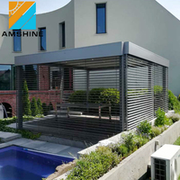 Bahçe alüminyum motorlu pergola kitleri ile LED ışıkları ve ekran koruyucu