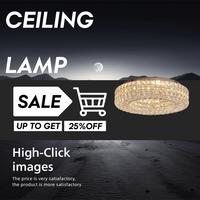 Lustre rond de luxe en cristal scintillant pour fabricants d'éclairage, plafonnier moderne à trois couleurs avec variateur d'intensité et cristaux