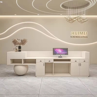 Comptoir de caisse, salon de beauté, salon de coiffure, comptoir de bar, réception minimaliste moderne, hôtel, hôpital, bureau de réception, lumière LED, bois MDF