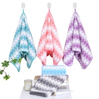 Serviette de bain pour adulte en polaire corail à carreaux, épaisse et douce, tissage uni, pour le visage, cadeau de mariage, vente en gros