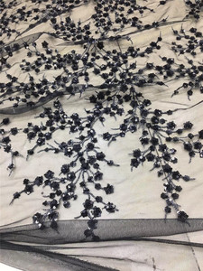 Vải ren <span class=keywords><strong>sequin</strong></span> <span class=keywords><strong>100</strong></span>% <span class=keywords><strong>polyester</strong></span> màu đen, thêu <span class=keywords><strong>sequin</strong></span>, vải thời trang dành cho váy cưới - Product Image 5