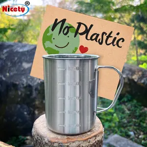 Nicety Factory Großhandel 500ml Outdoor-Becher für Camping Edelstahl Wander becher für Erwachsene Tragbarer Metall becher für Camping